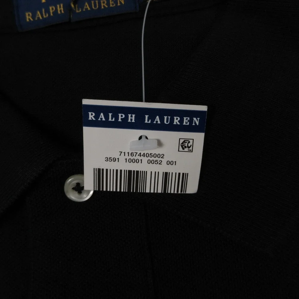Polo Ralph Lauren Shrt Mens 3XLT Black Solid Pique Cotton Golf Classic EUC